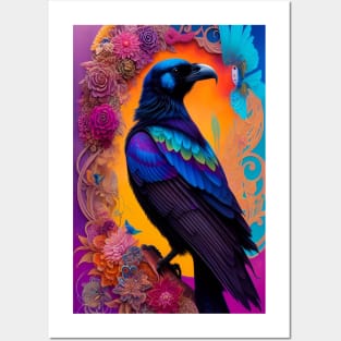 Floral Design with Flowers - Raven Crow Black Birds Posters and Art